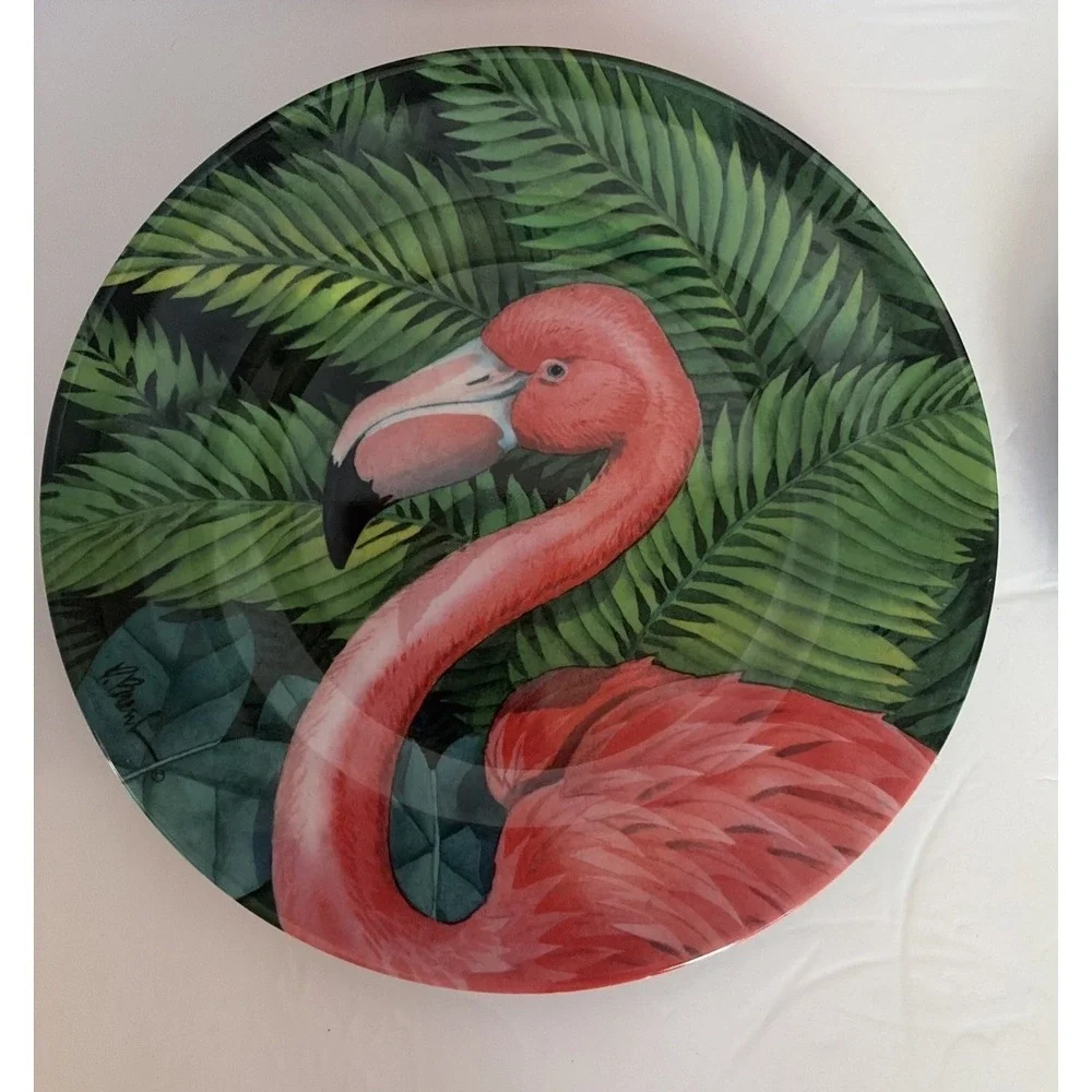 Sakura Evolution Melamine Desert/Salad Plates Flamingo Set of 4 Tropical Florida
